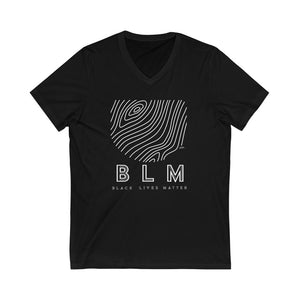 "BLM" Fingerprint-Unisex Jersey Short Sleeve V-Neck Tee